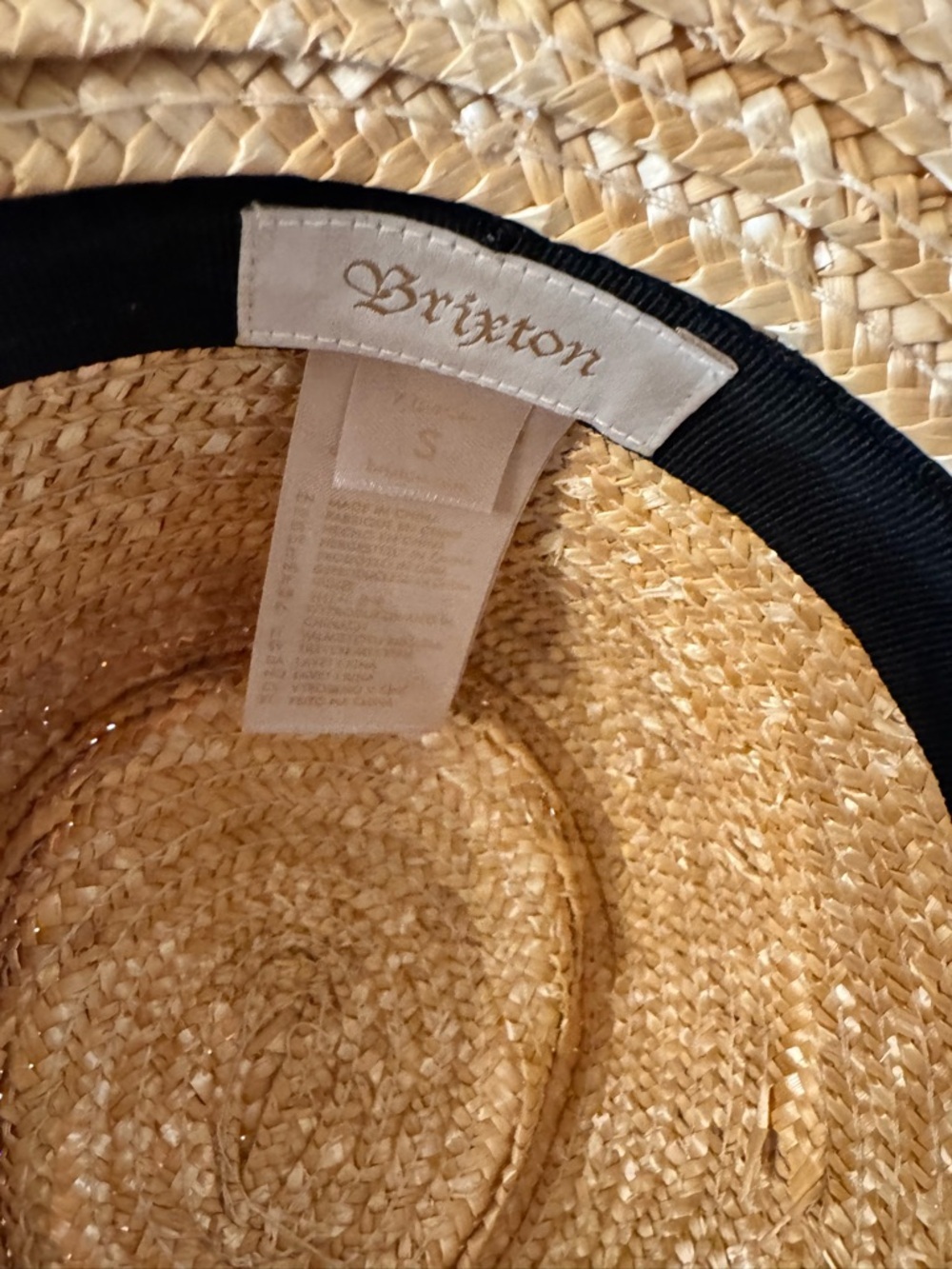 Brixton Joanna Straw Hat Small Wide Brim Fedora Natural Black Band - Picture 5 of 5